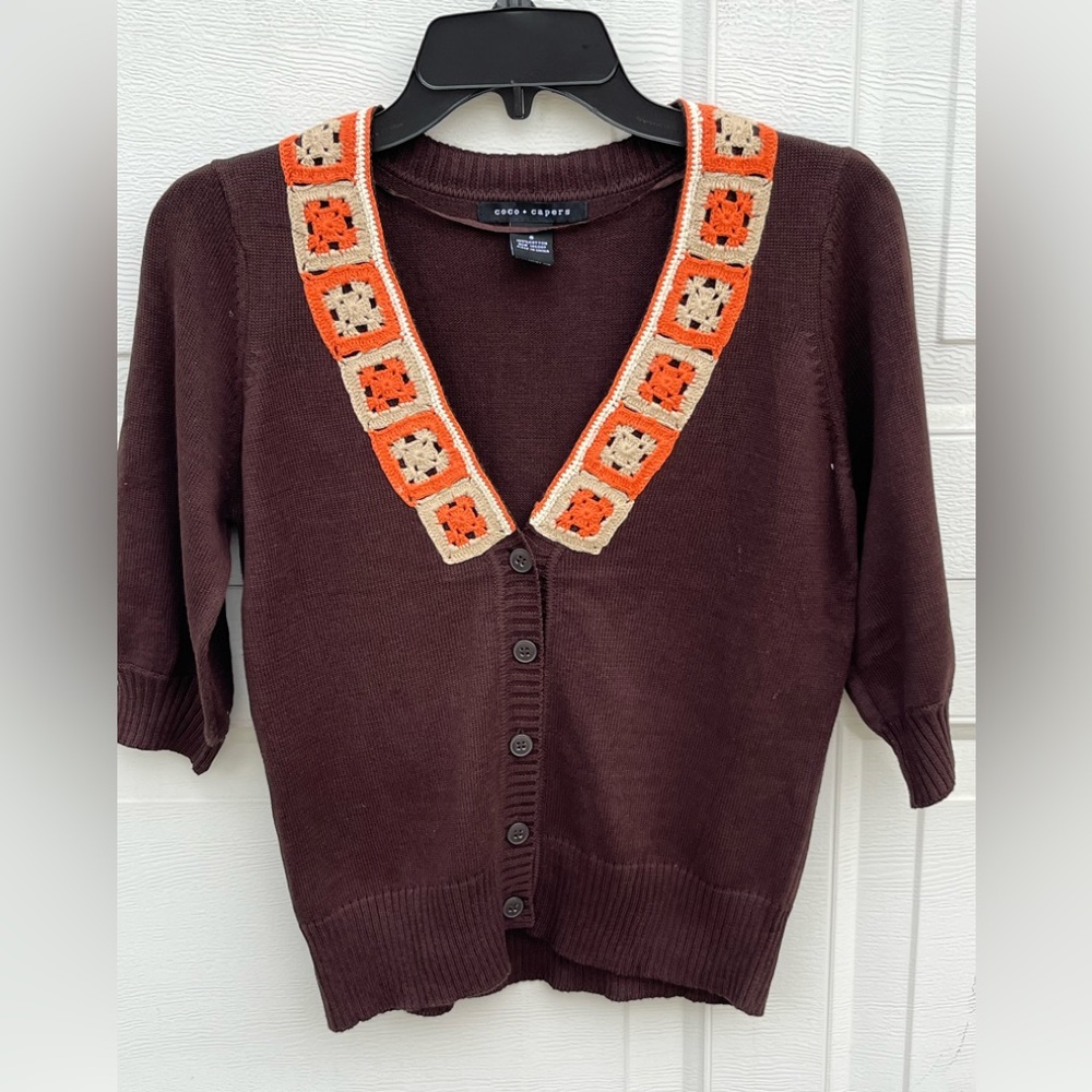 Women's coco + caper brown sweater cardigan small